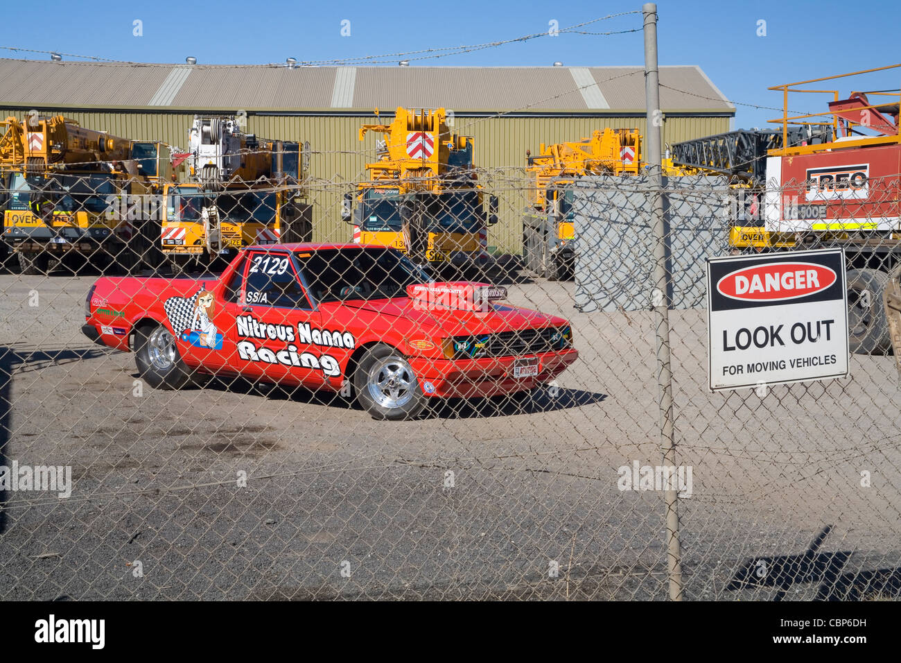 Australian Ford drag racing ute pick up truck in themed location shoot