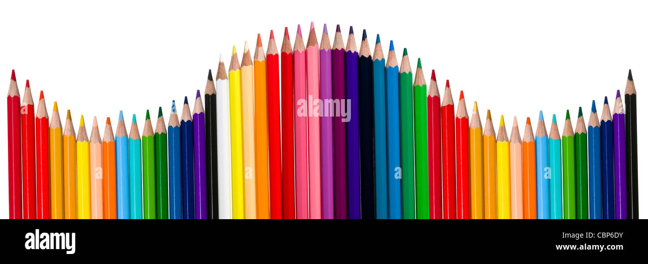 Color crayons isolated on white background Stock Photo - Alamy