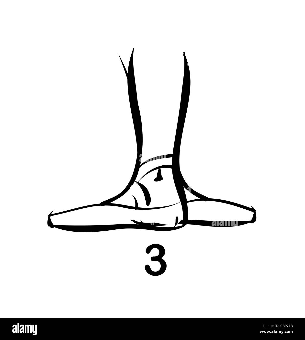 ballet feet position 3 illustration Stock Photo - Alamy