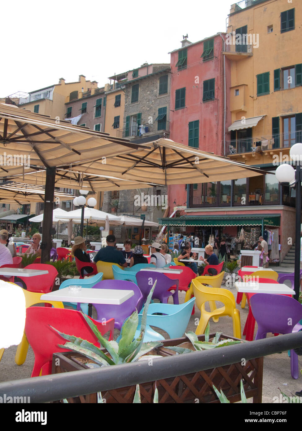 Restaurants and street cafes at the fishing village Porto Venere