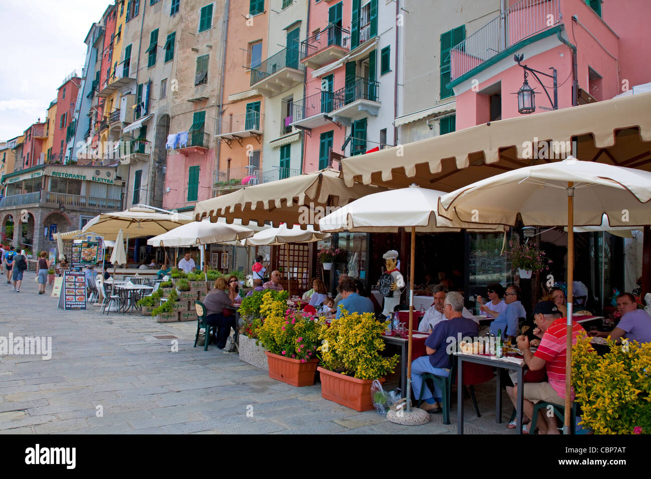 Restaurants and street cafes at the fishing village Porto Venere