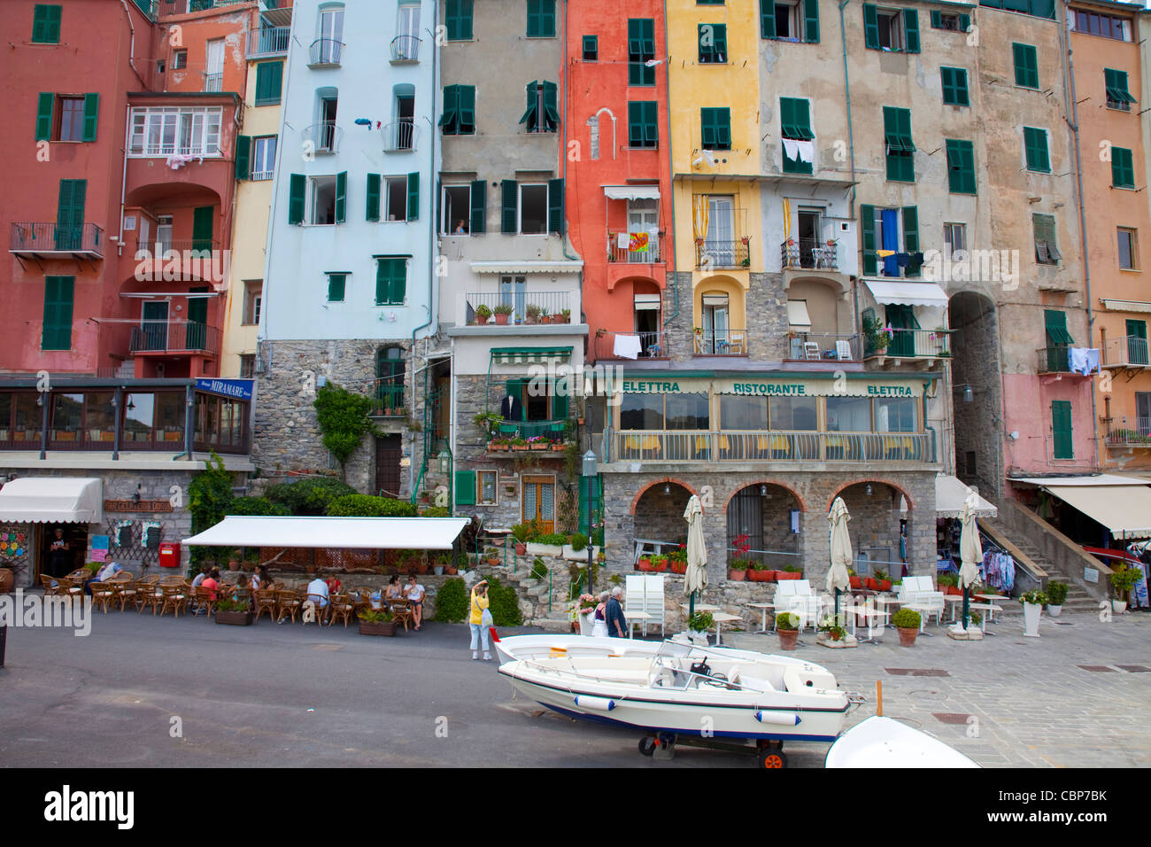 Restaurants and street cafes at the fishing village Porto Venere