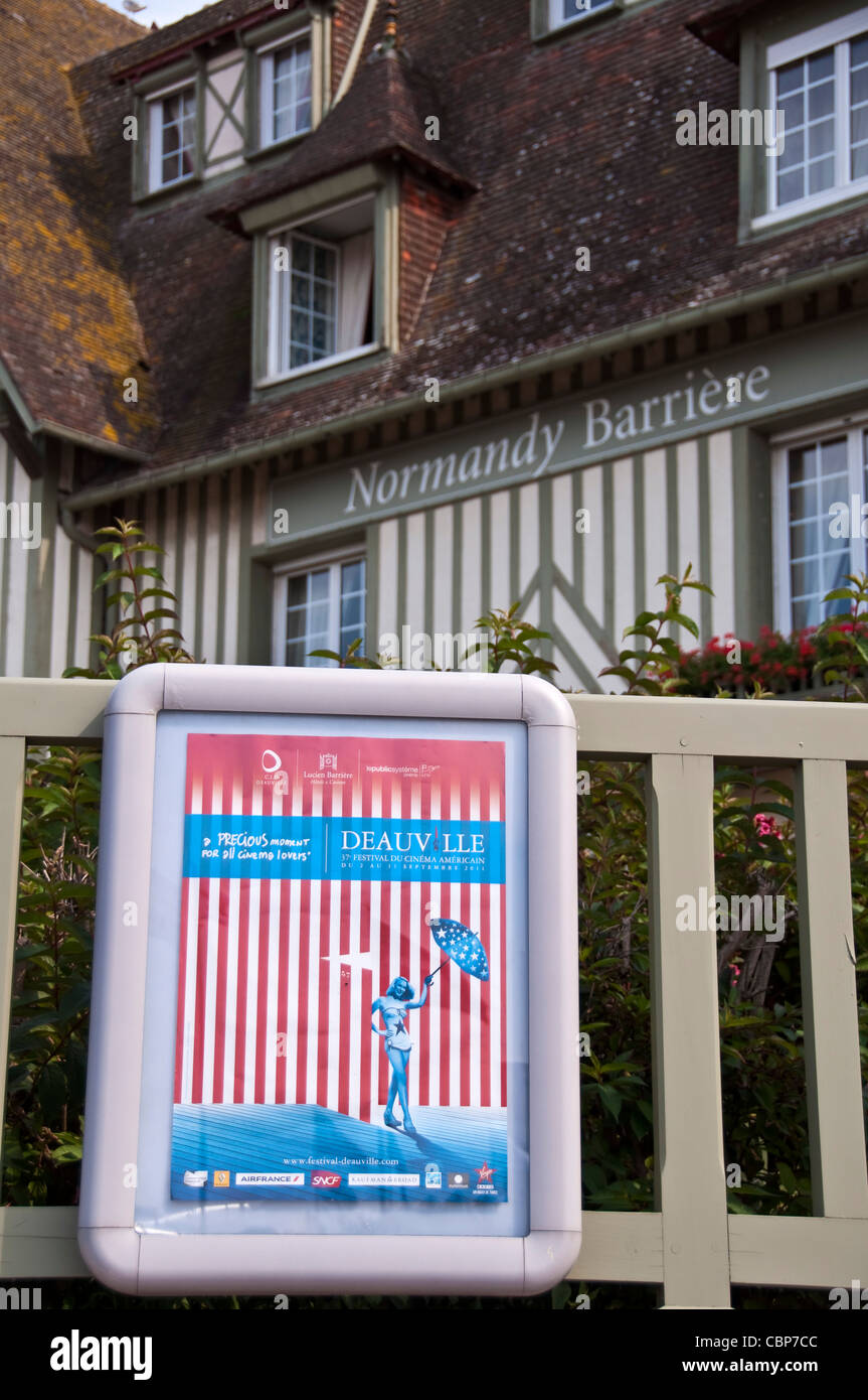 Poster of Deauville American film festival 2011 in front of Le Normandy hotel - Deauville (France) Stock Photo