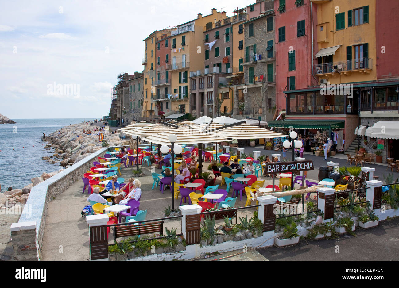 Restaurants and street cafes at the fishing village Porto Venere