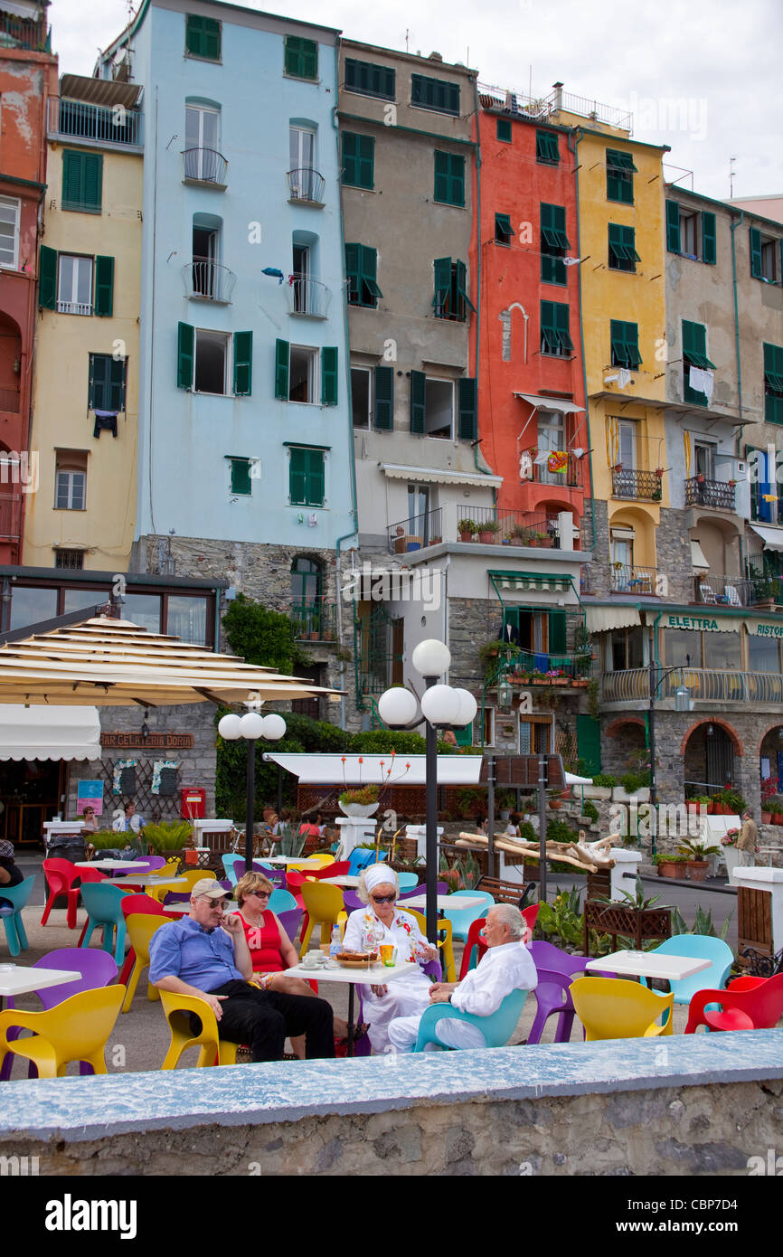 Restaurants and street cafes at the fishing village Porto Venere