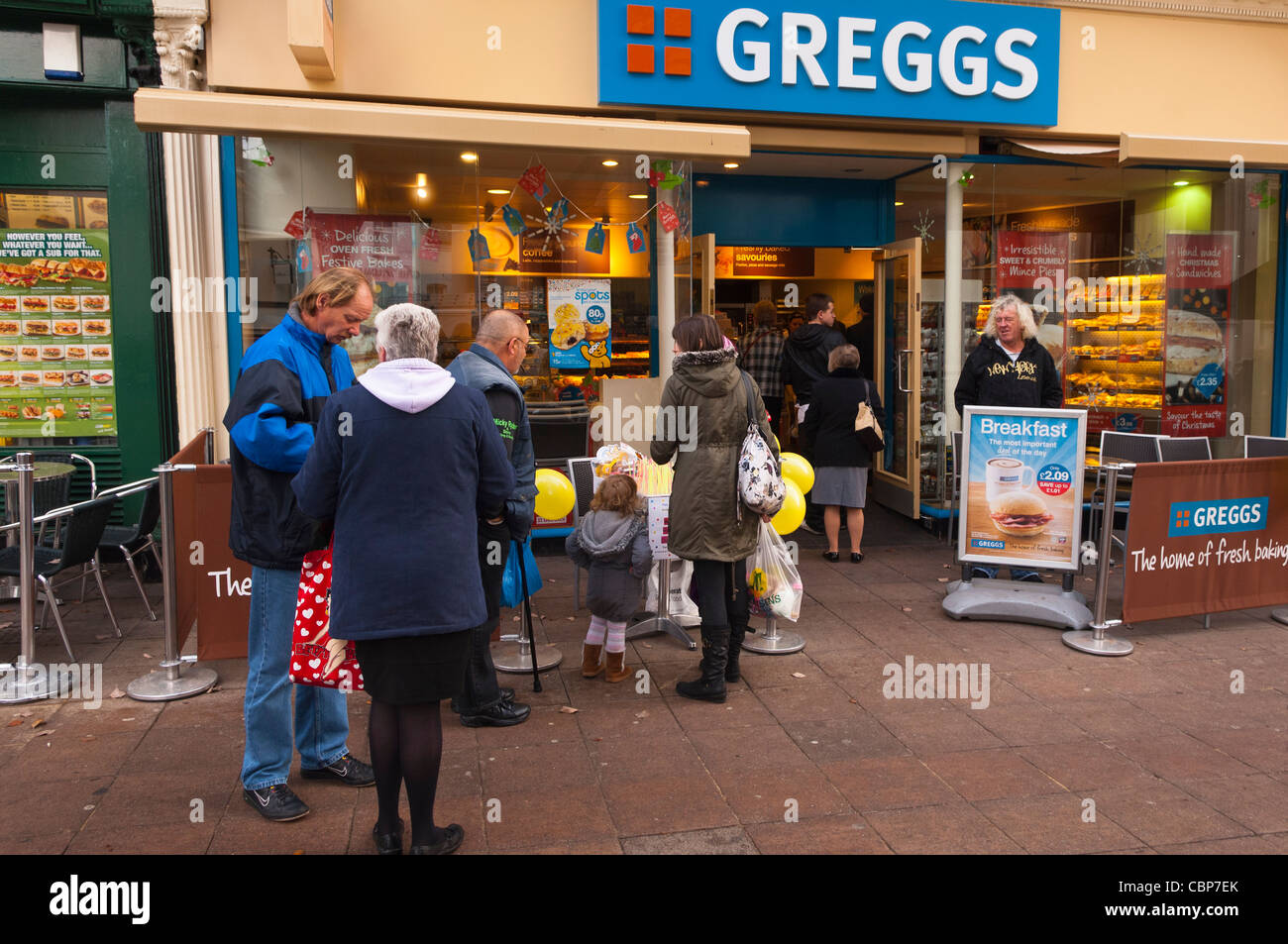 The Greggs the bakers bakery shop store in Norwich , Norfolk , England , Britain , Uk Stock Photo