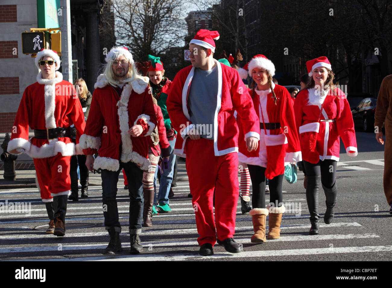 SantaCon, Street party Manhattan, New York City, NYC, USA Stock Photo