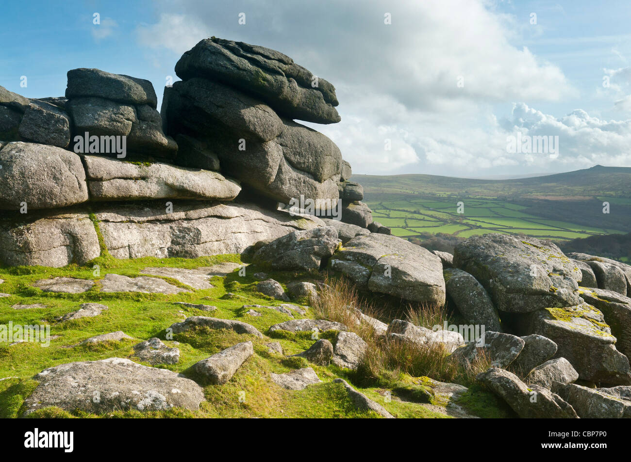 Granite tor known as Pew Tor, Dartmoor, Devon UK Stock Photo