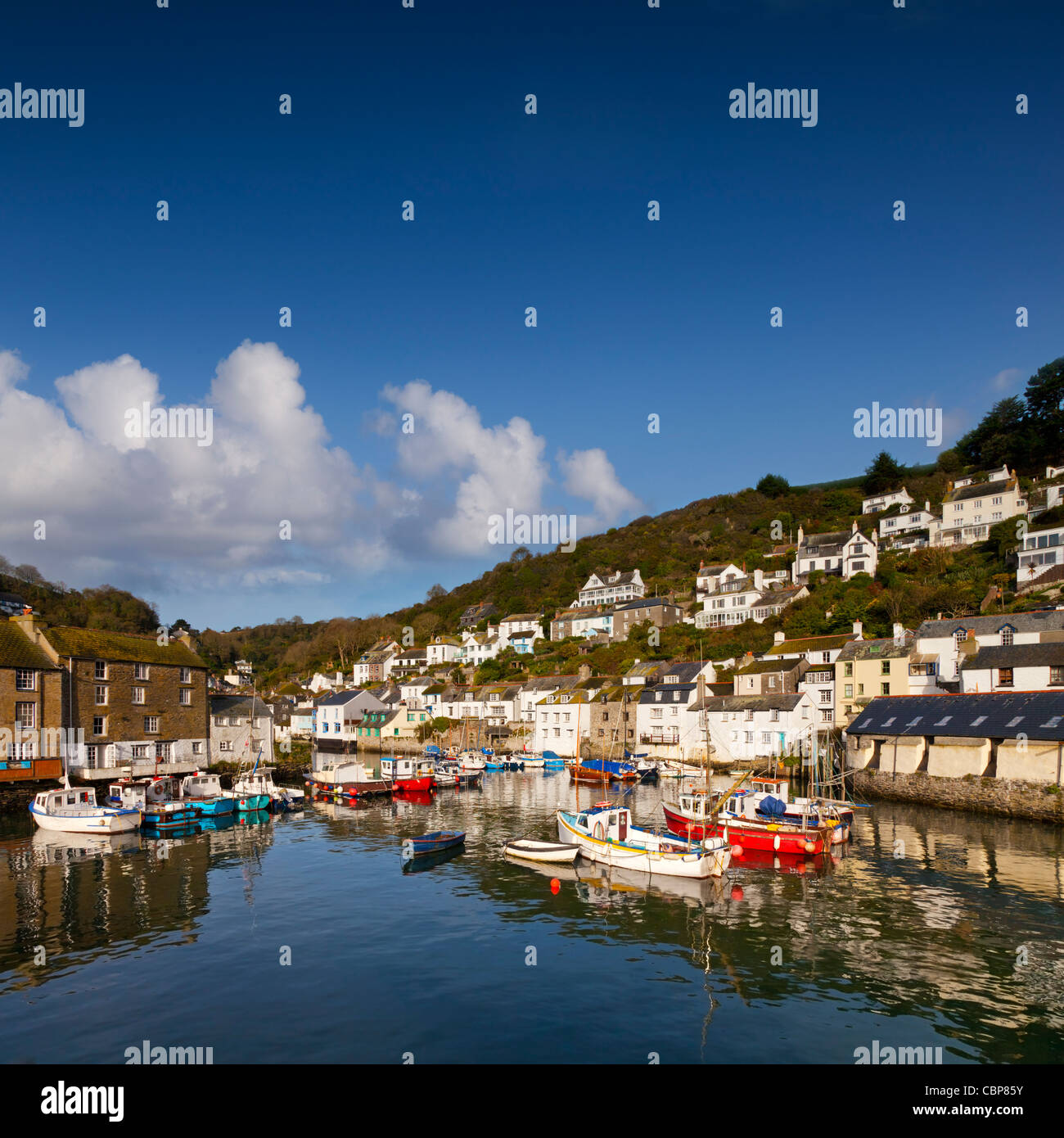 The fishing village of Polperro, Cornwall, England, on a fine October day. Stock Photo