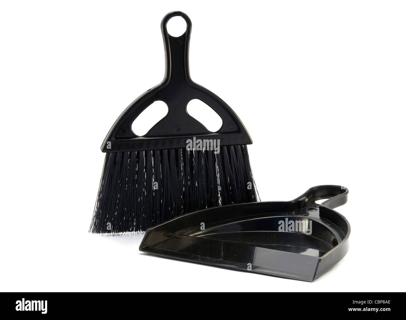 black brush and dustpan, isolated Stock Photo Alamy