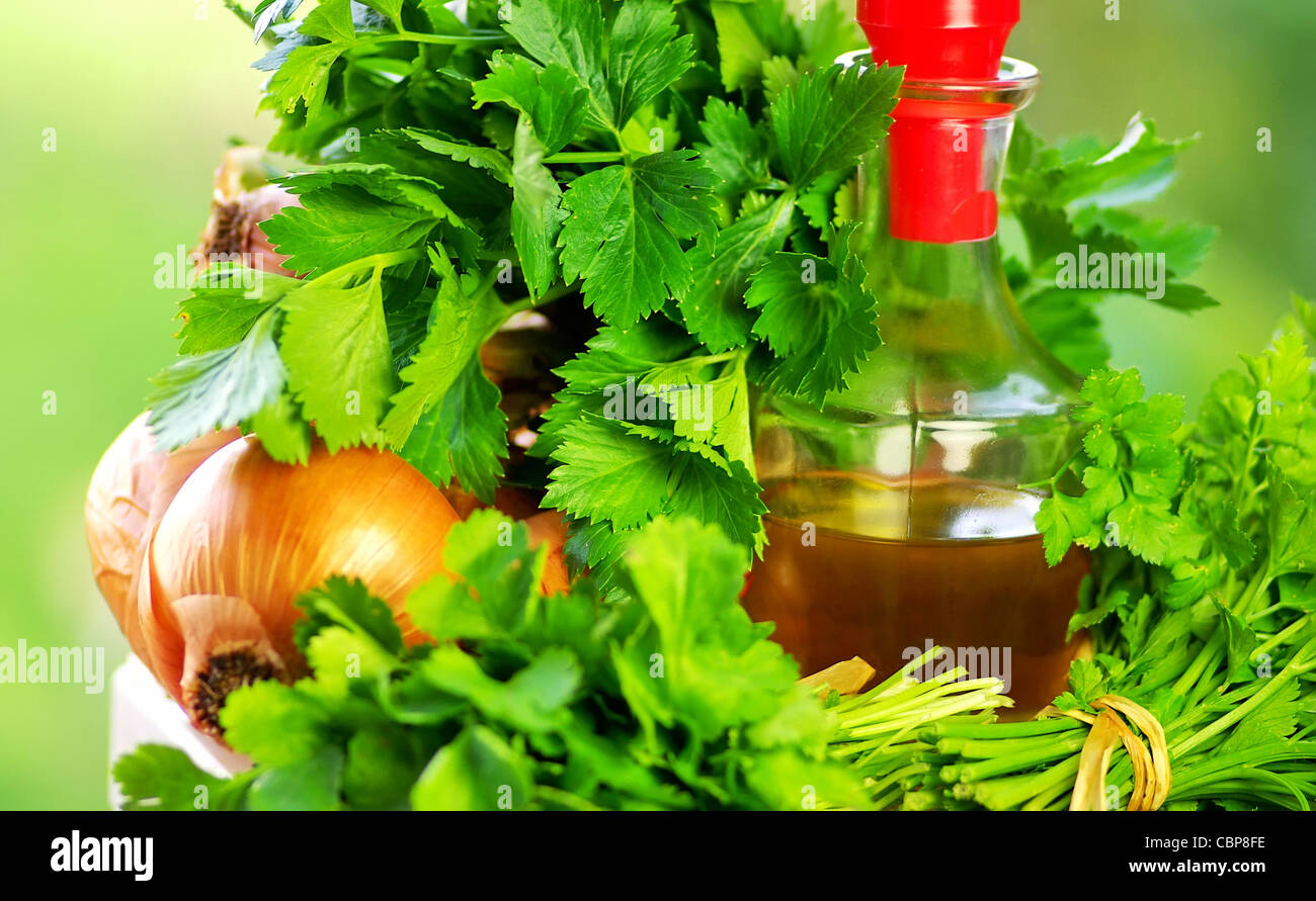 vegetables ingredients and olive oil Stock Photo Alamy