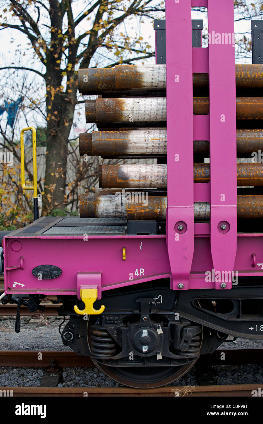 Flatbed railway wagons made by Transwagon in Bulgaria and used by