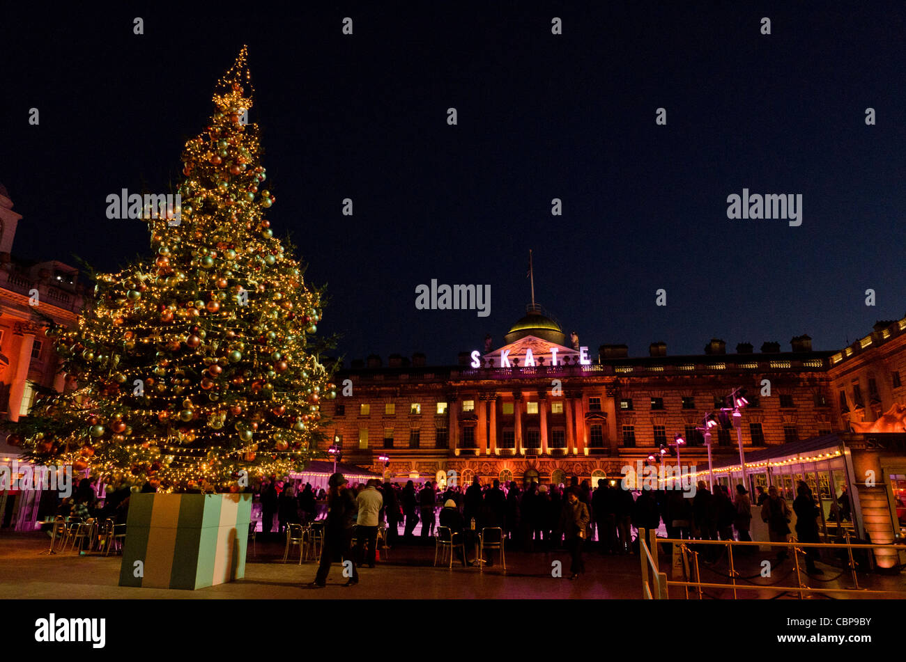 Christmas tree at Somerset House London England Great Britain UK Stock