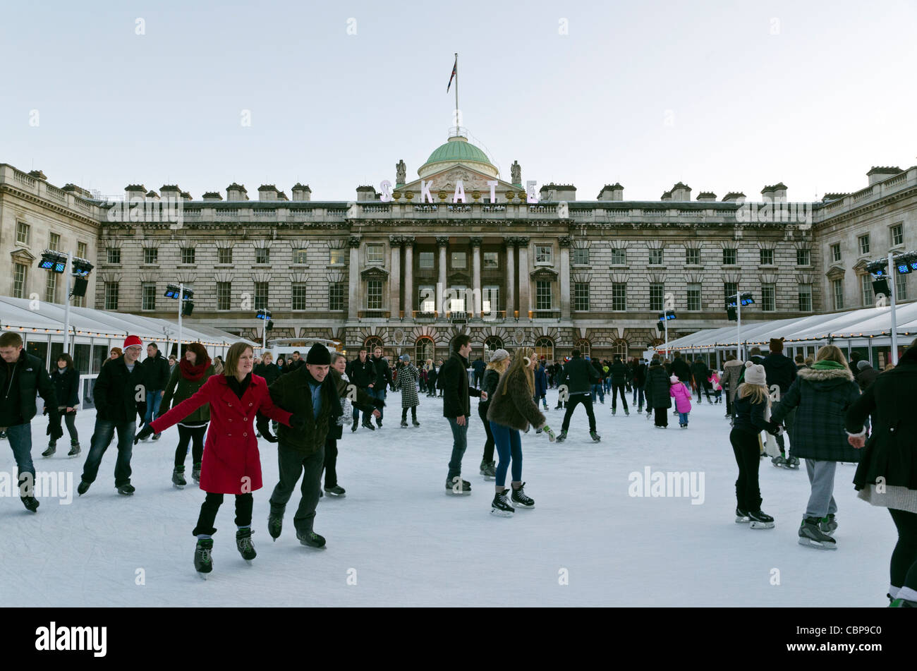 Ice skaters at Somerset House ice rink London England Great Britain UK Stock Photo