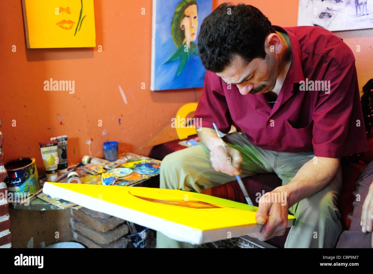 Chefchaouen artist, Rif region. Morocco.North Africa. Stock Photo