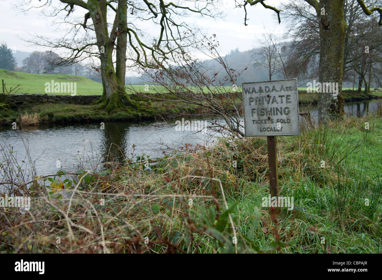 River Rothay Fishing Private sign river uk hi-res stock photography and images - Alamy