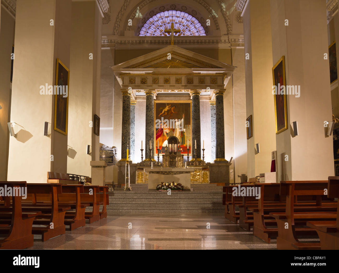 Interior Cathedral of Vilnius, Lithuania Stock Photo