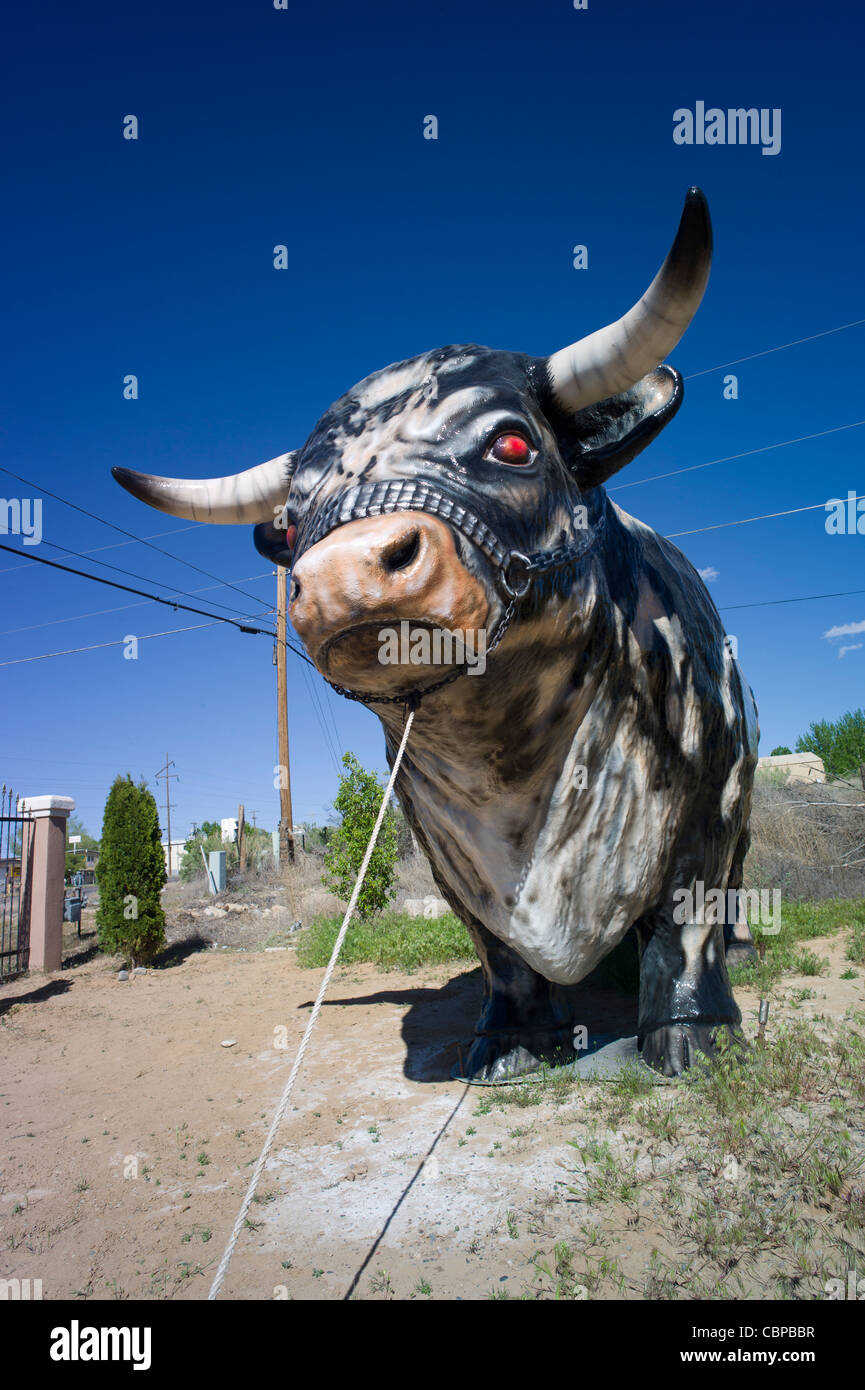Fiberglass giant fake bull Stock Photo
