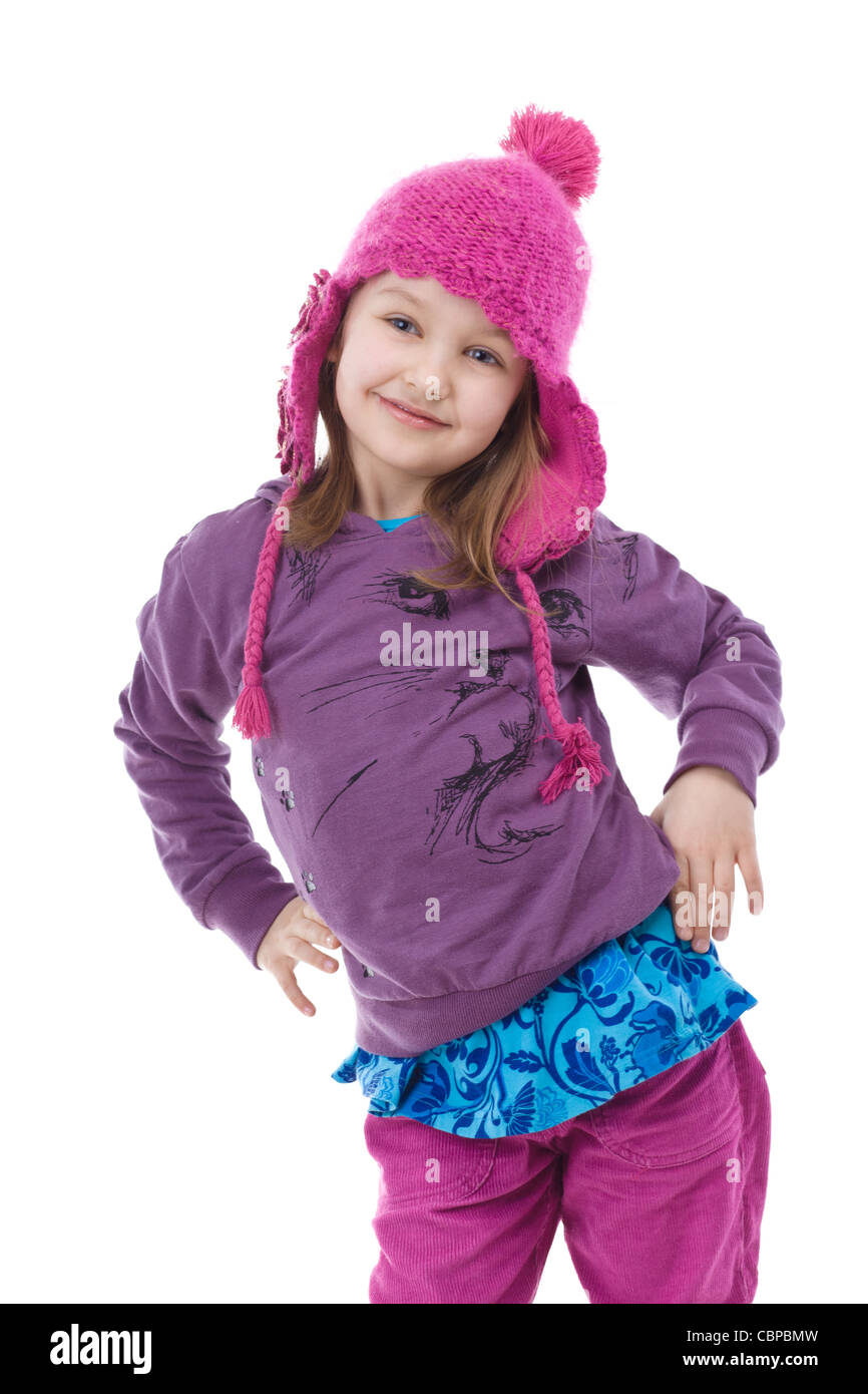 Happy girl wearing winter hat Stock Photo Alamy