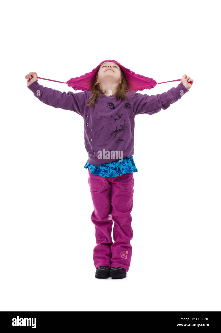 Happy girl wearing winter hat Stock Photo Alamy