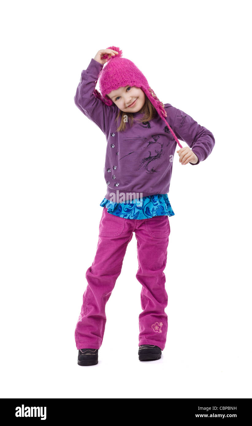 Happy girl wearing winter hat Stock Photo Alamy