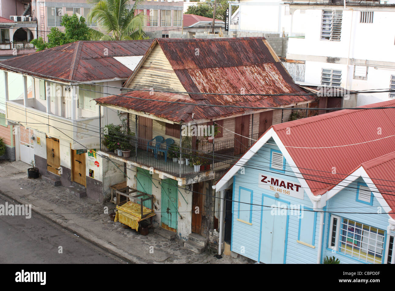 Houses along Old Street Roseau Dominica West Indies Stock Photo Alamy