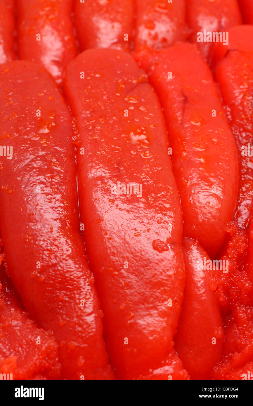 Marinating tarako in hot pepper sauce, japanese food Stock Photo Alamy