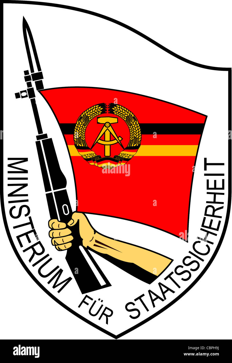 Logo of the Ministry of State Security MfS of the German Democratic Republic GDR. Stock Photo