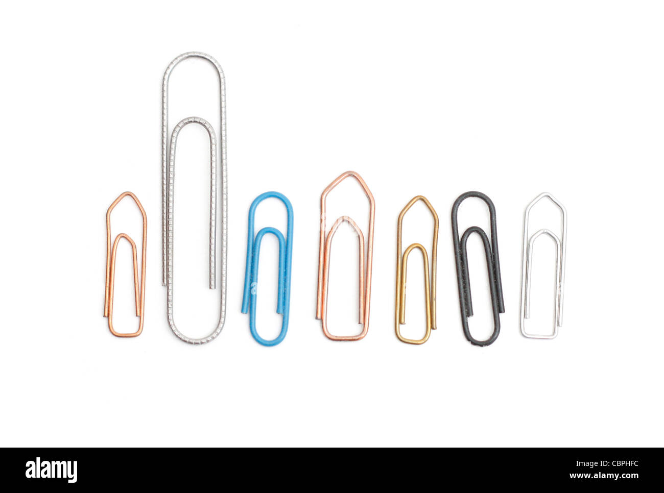Loads of paper clips isolated on white Stock Photo