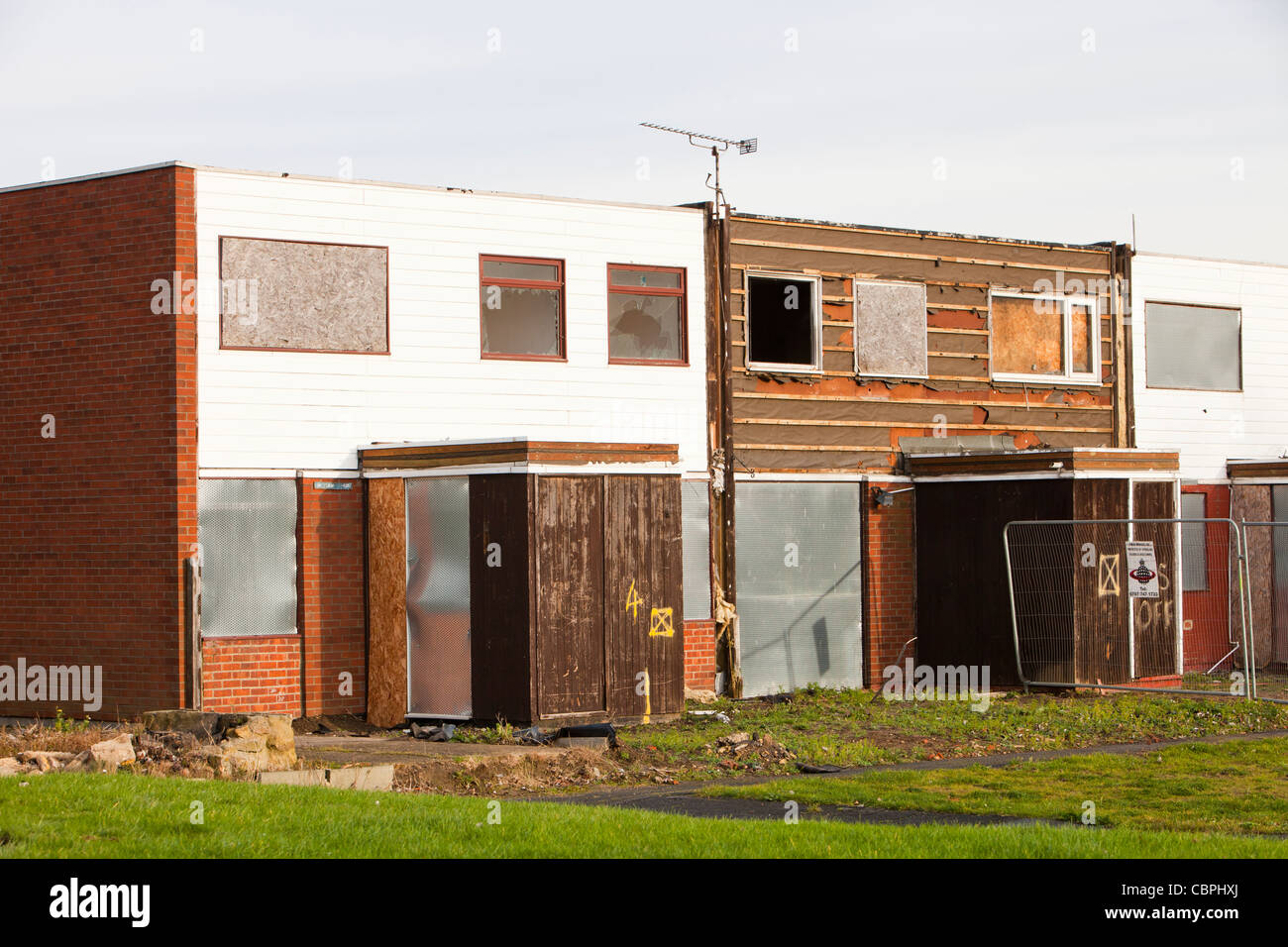 Derelict houses on the outskirts of Sunderland, UK, about to be demolished Stock Photo Alamy