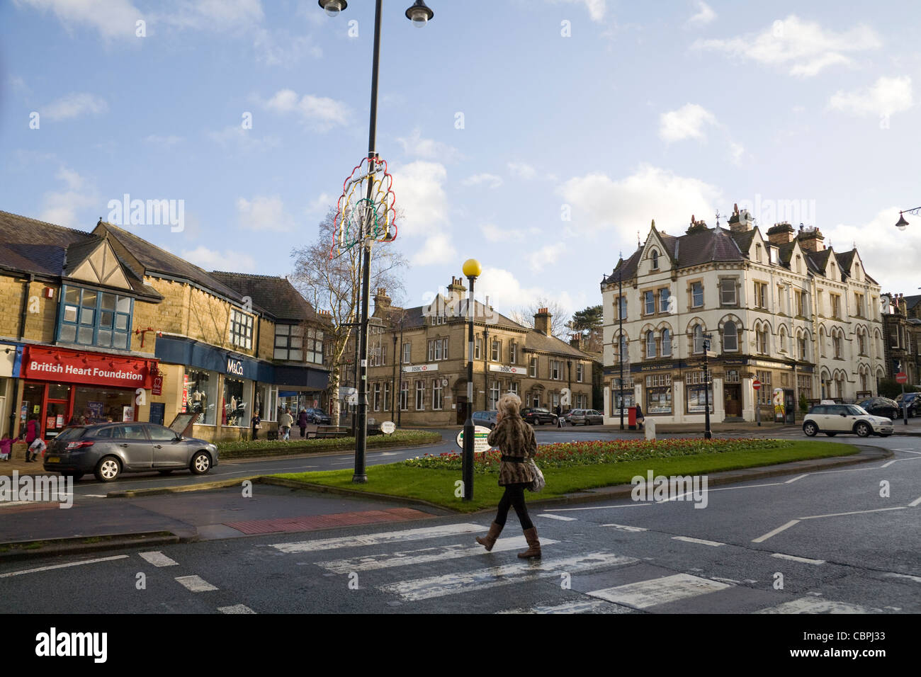 Ilkley Yorkshire England UK December Victorian buildings along wide