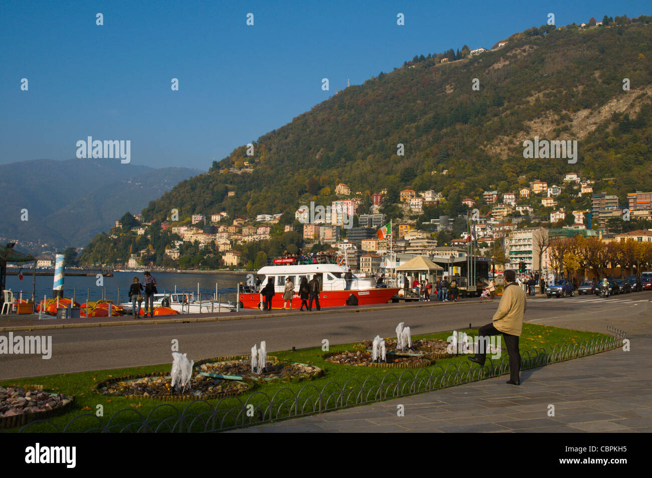 View From Piazza Cavour Square Towards Lago Di Como The Como Lake At Stock Photo Alamy