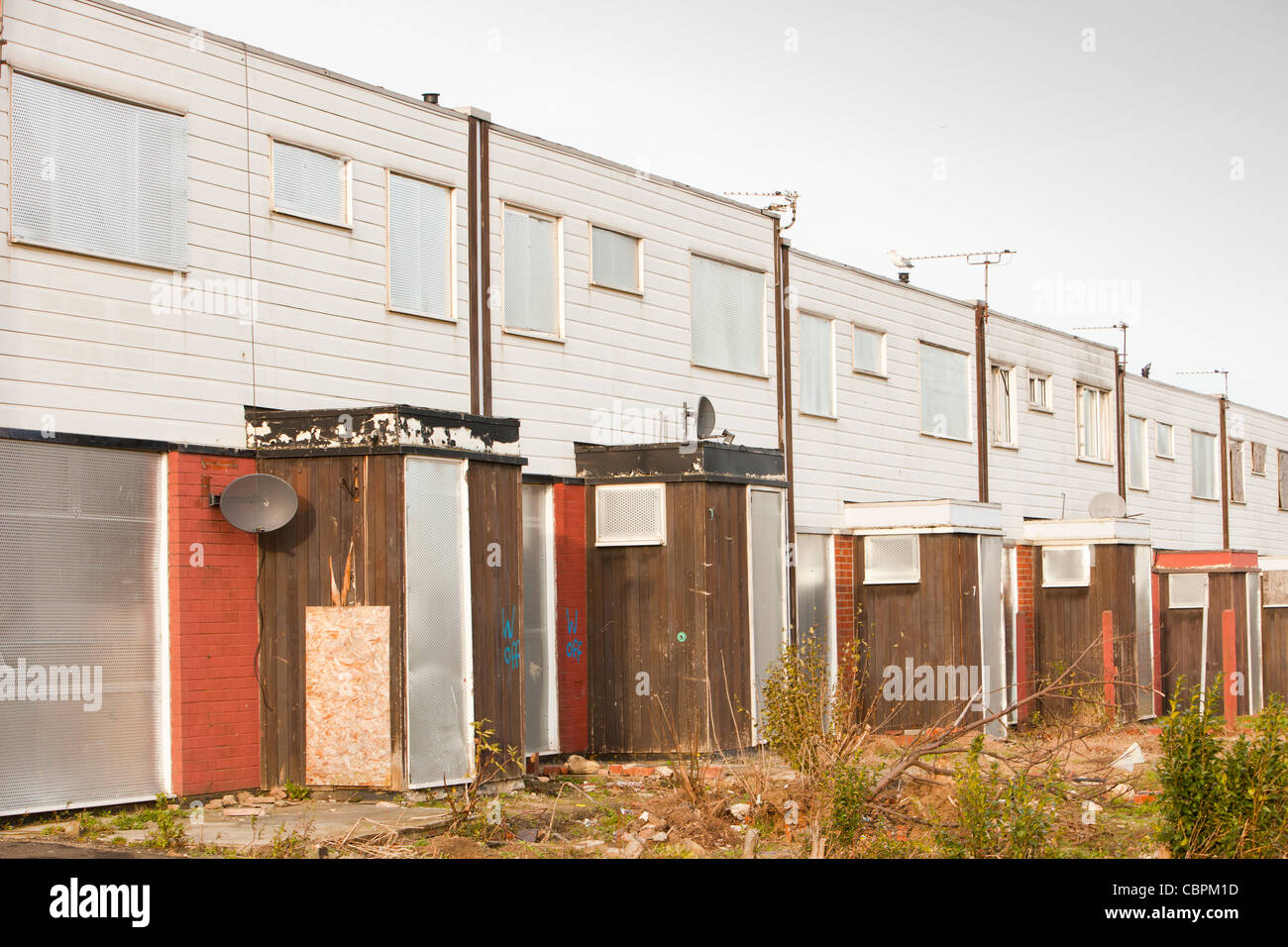 Derelict houses on the outskirts of Sunderland, UK, about to be demolished Stock Photo Alamy