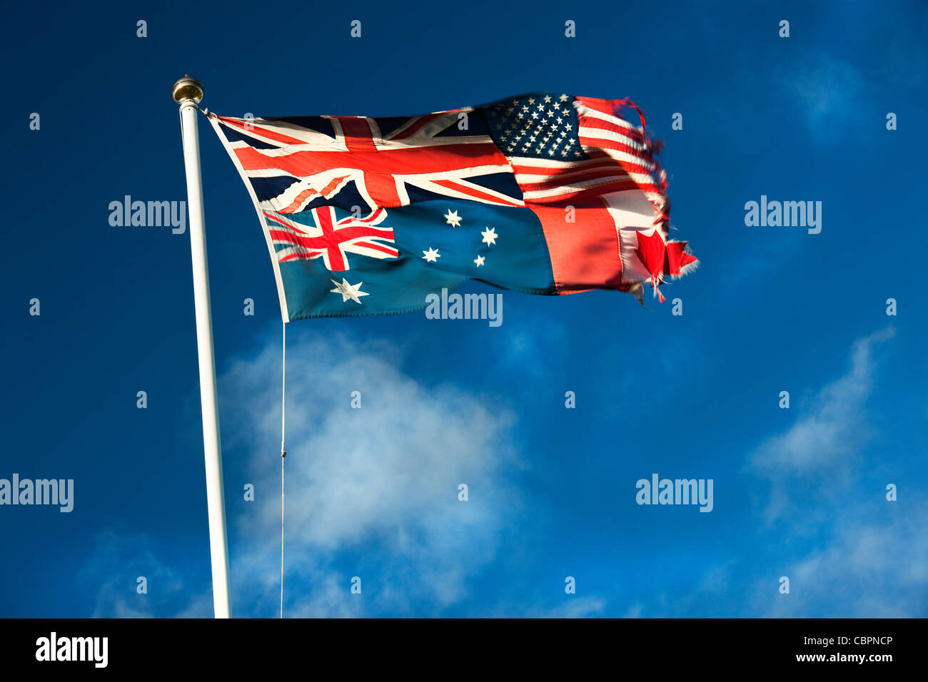 Maple Leaf Canadian National Flag And Flag Of Australia Commemoration 