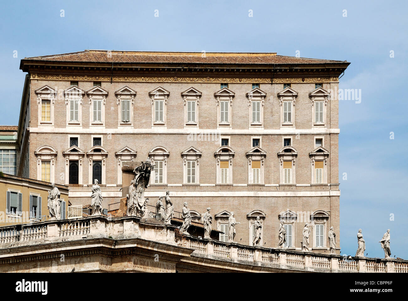 Apostolic palace with the place of residence of the Pope in the Vatican in Rome. Stock Photo