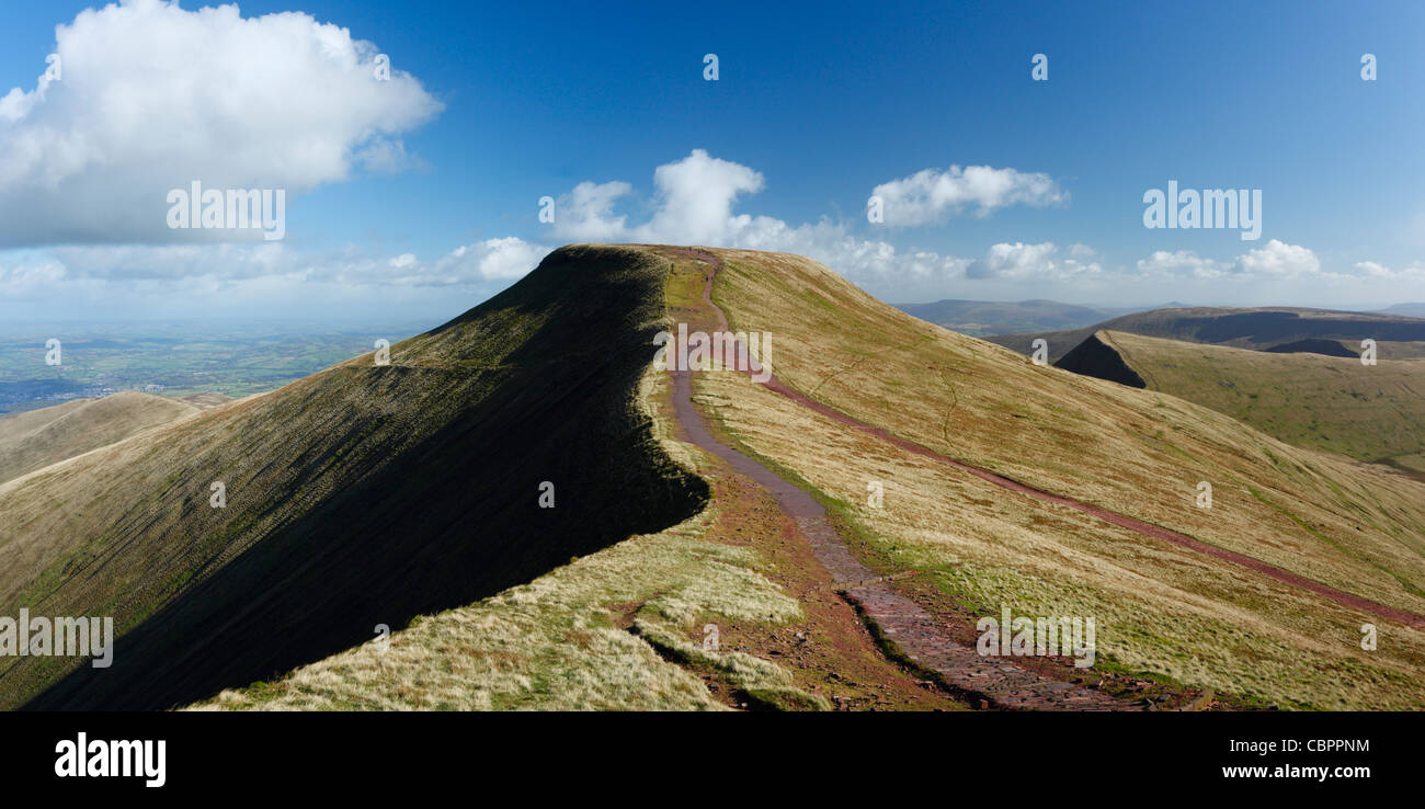 Pen y Fan from Corn Du. Brecon Beacons National Park. Powys. Wales. UK. Stock Photo