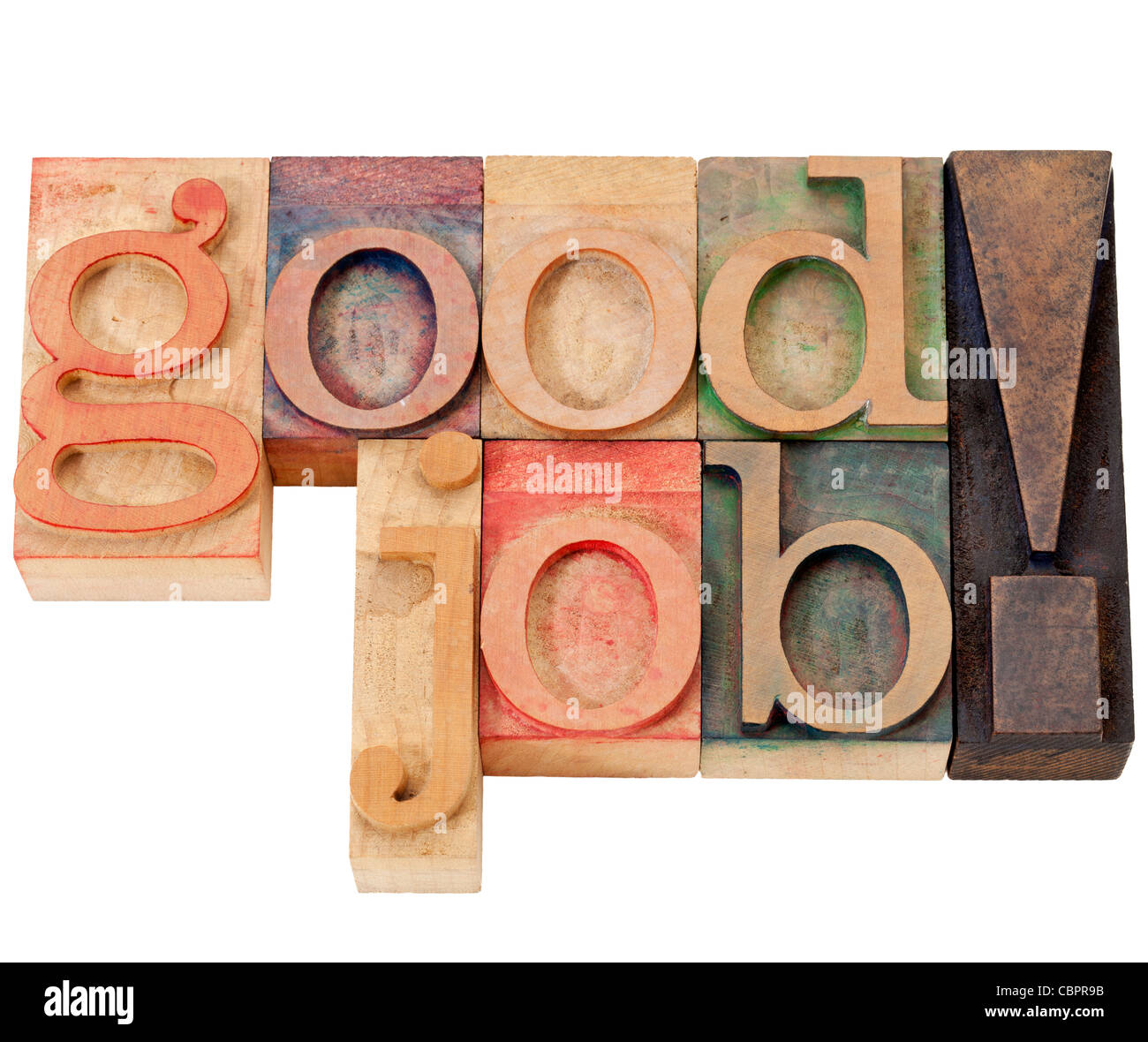 good job exclamation - isolated text in vintage wood letterpress ...