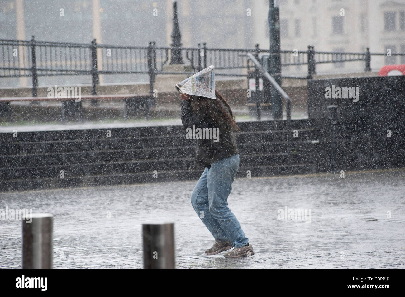 Weather,a storming rain driving onto the embankment Stock Photo - Alamy