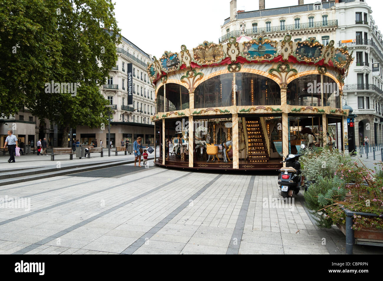 Lyon, France: A merry-go-round at Place de la République, September 2, 2009. (Photo: Matt Bostock) Stock Photo