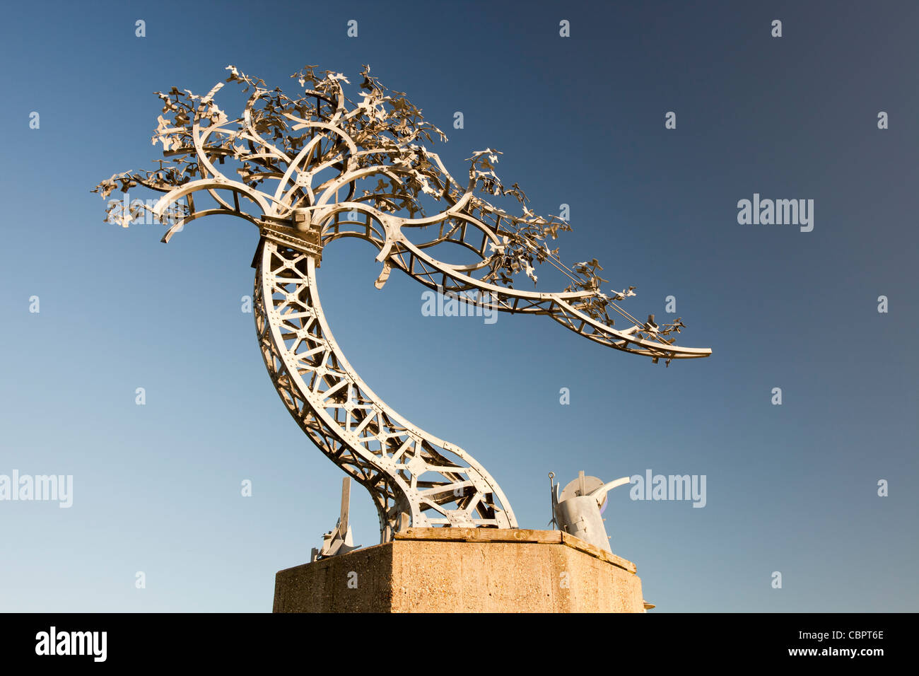 The Shadows in another light, metal tree sculpture on the banks of the River Wear in Sunderland, North East, UK. Stock Photo