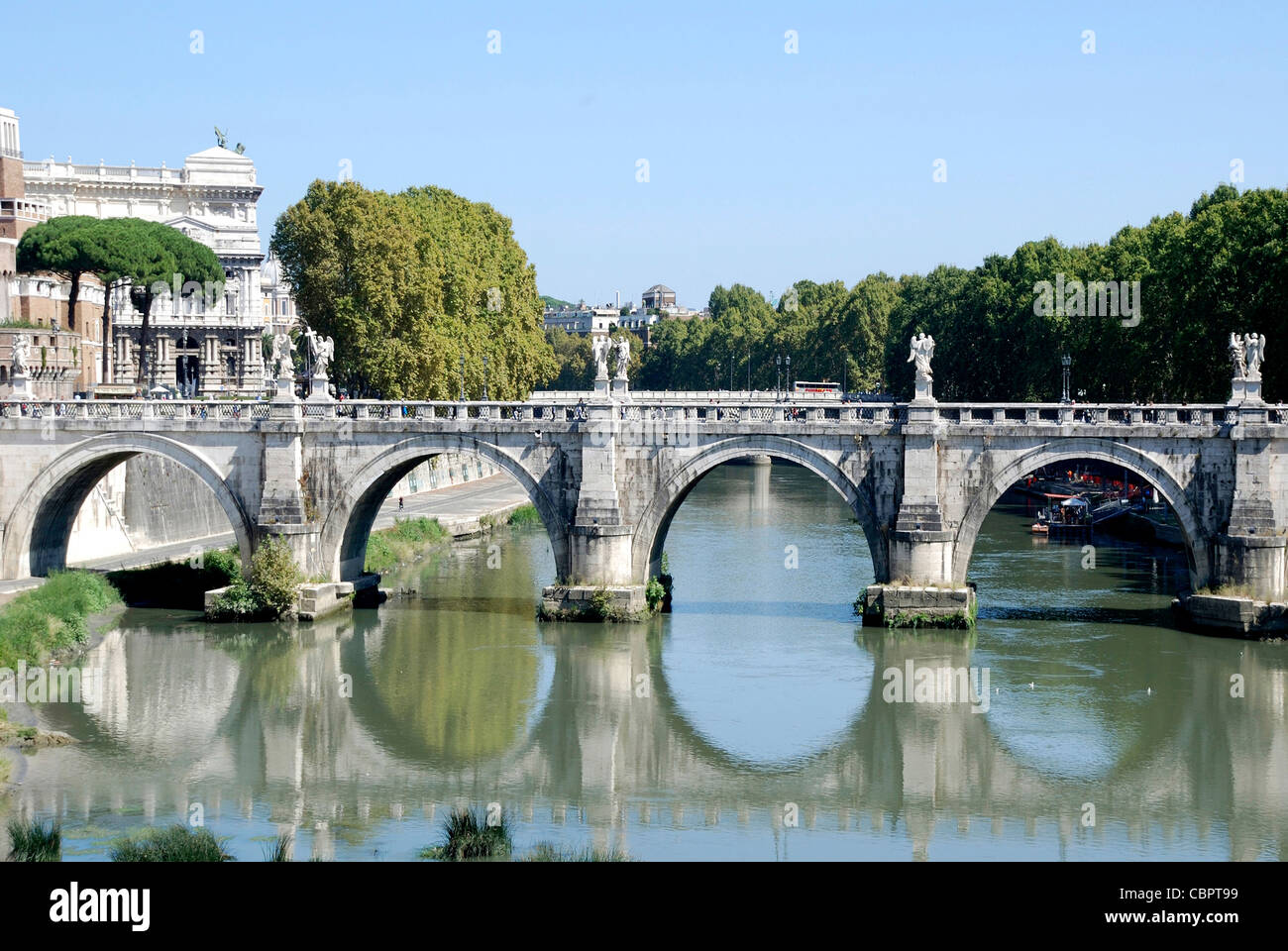 Angel bridge at the Tiber in Rome. Stock Photo