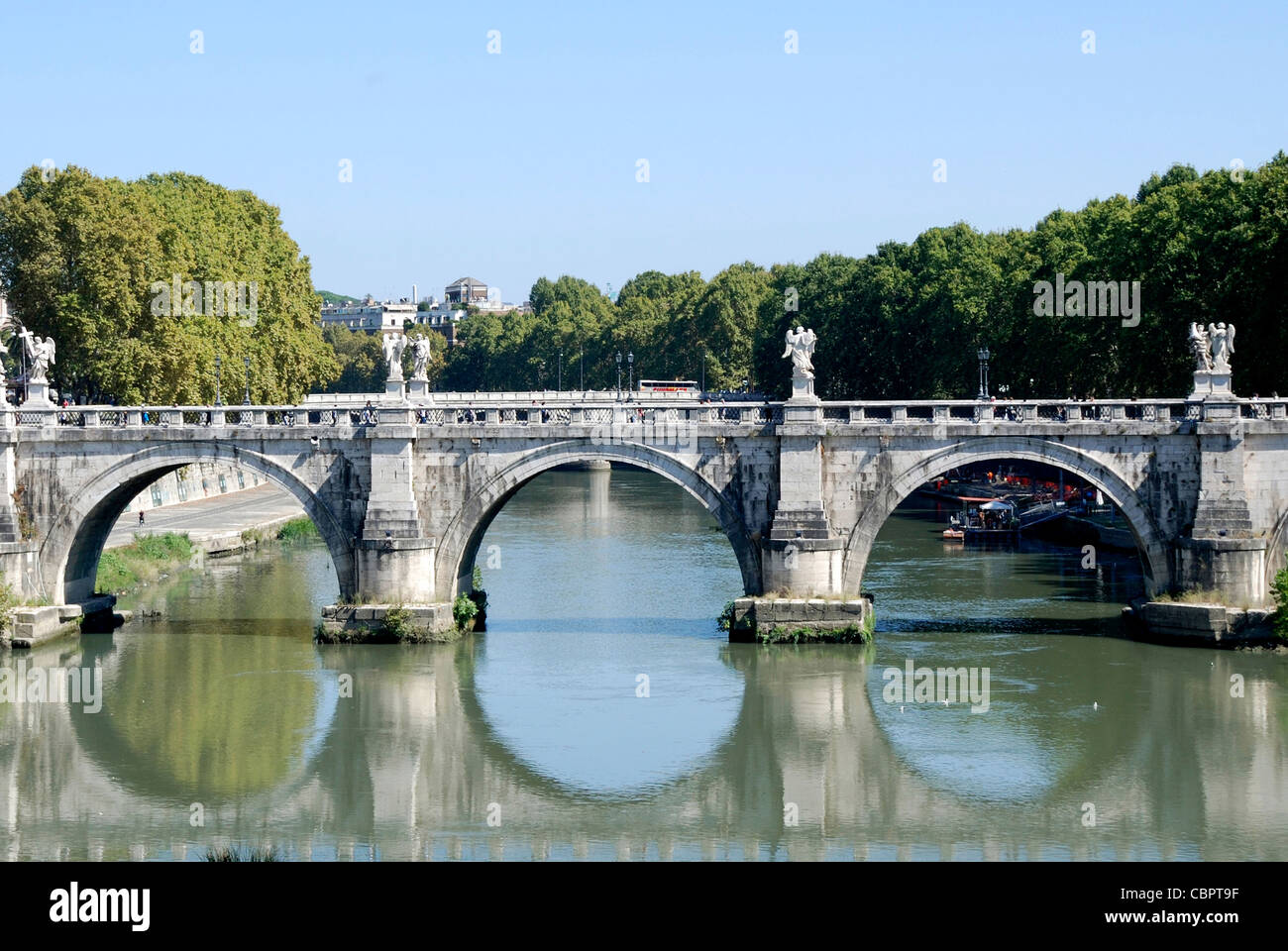 Angel bridge at the Tiber in Rome. Stock Photo