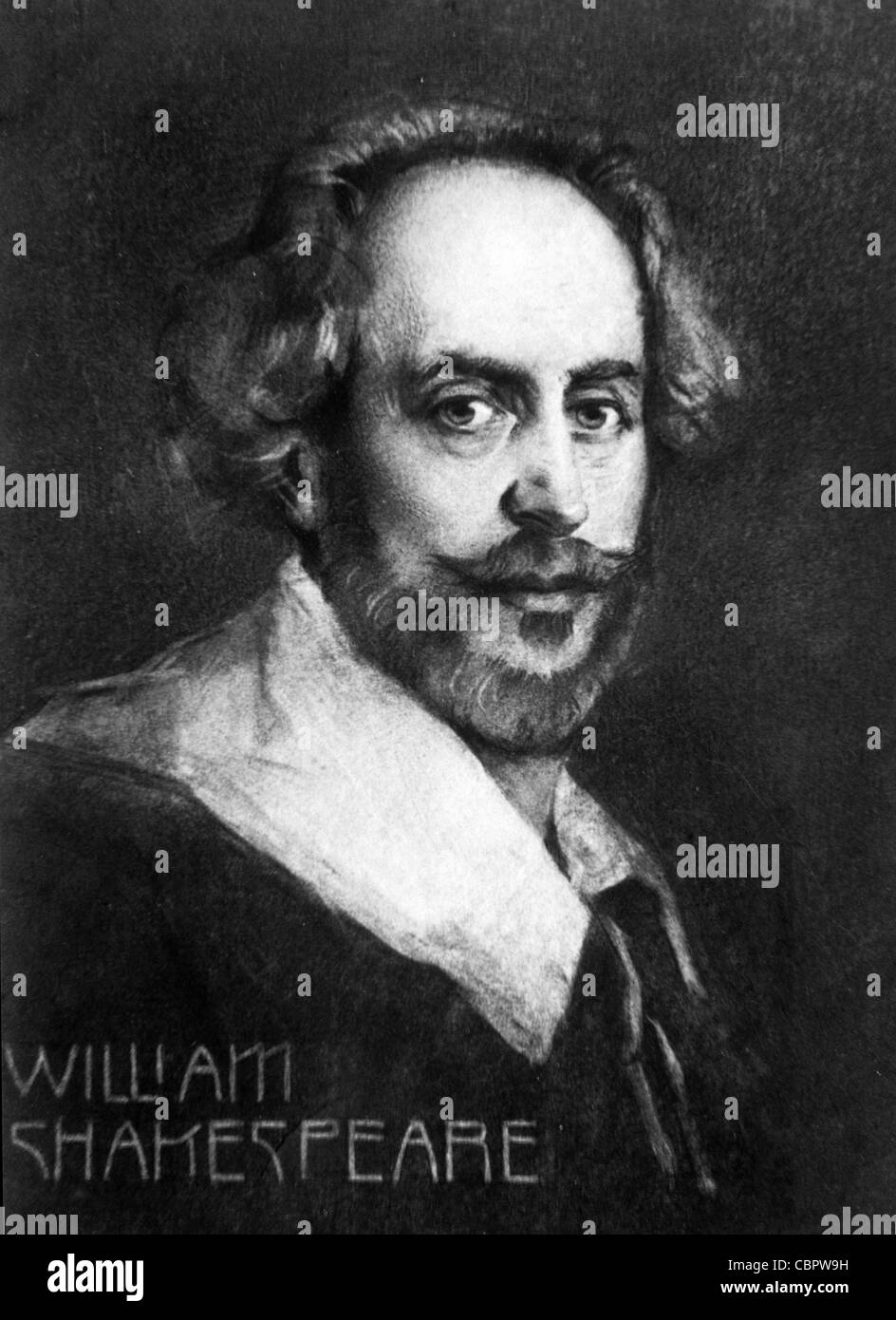 William Shakespeare (1564-1616) English Playwright, Writer & Poet. Portrait. Vintage Illustration or Engraving Stock Photo