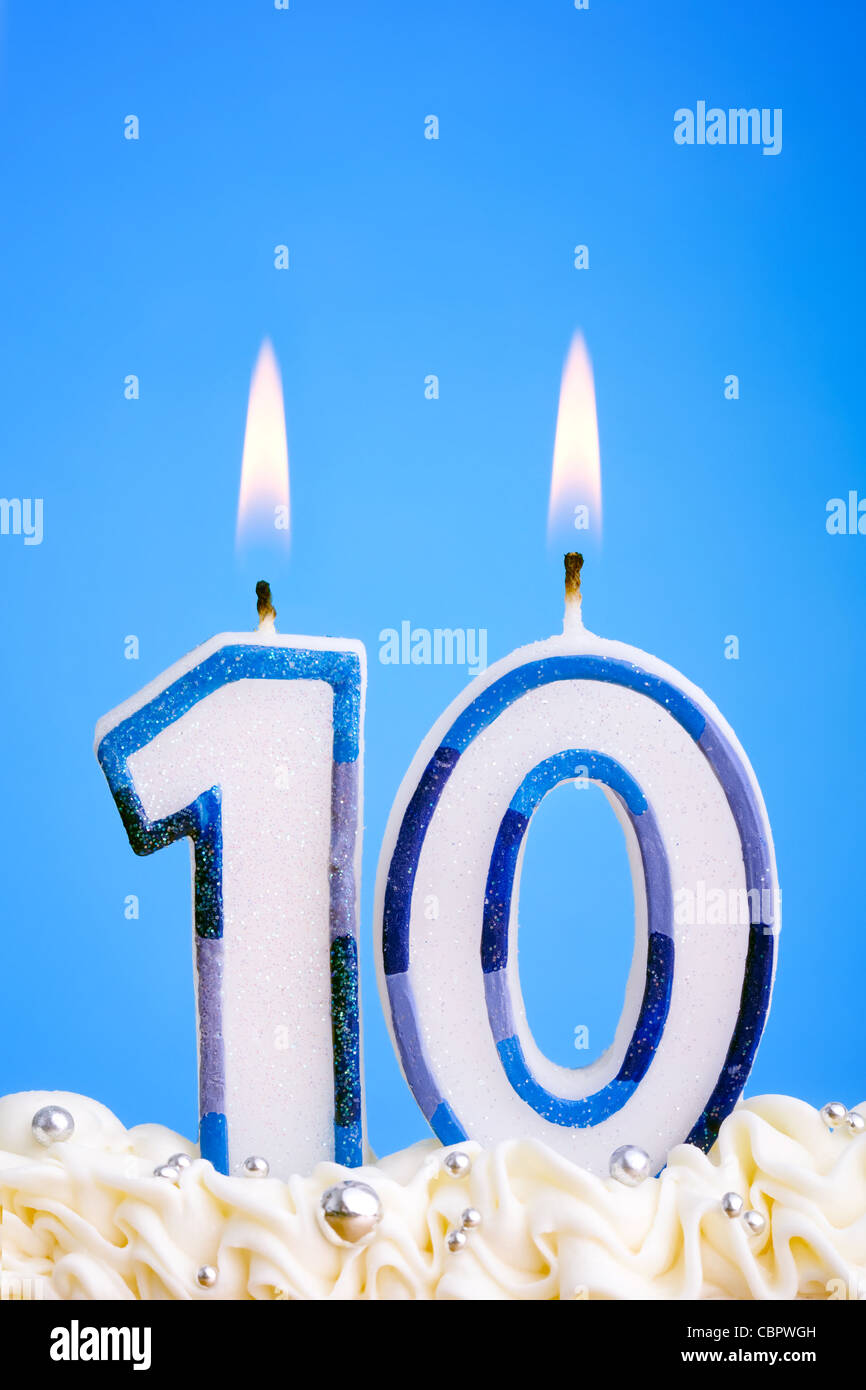 Tenth birthday candles Stock Photo