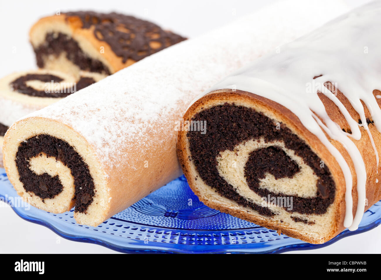 different species poppy-seed cake on plate Stock Photo