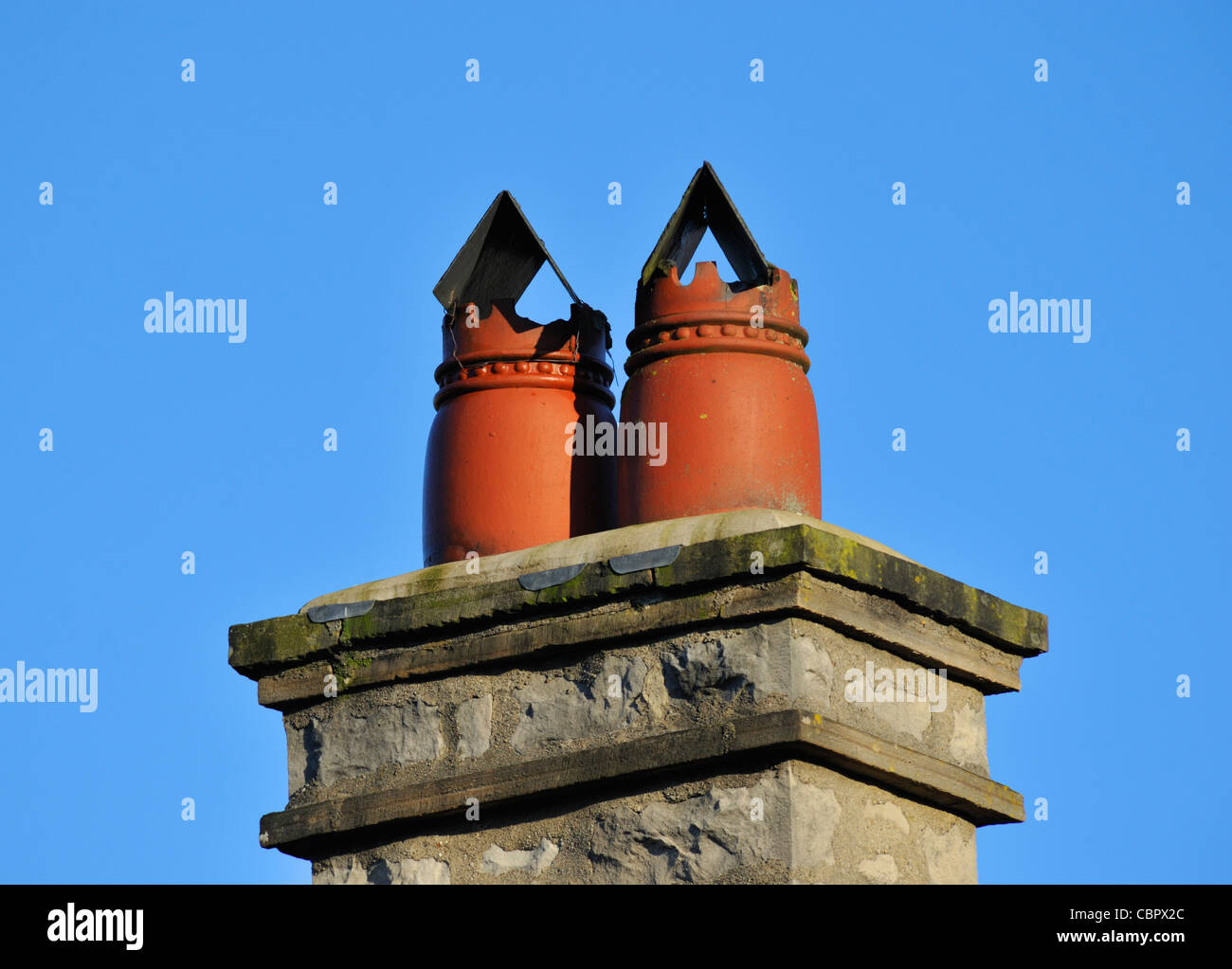 Chimney stack with two pots. Burneside Road, Kendal, Cumbria, England