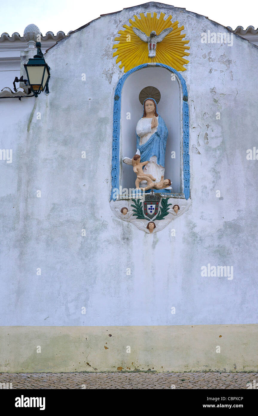 Madonna on church Farragudo , west Algarve Portugal Stock Photo