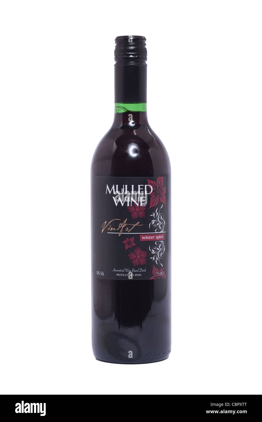 A bottle of Mulled Wine on a white background Stock Photo