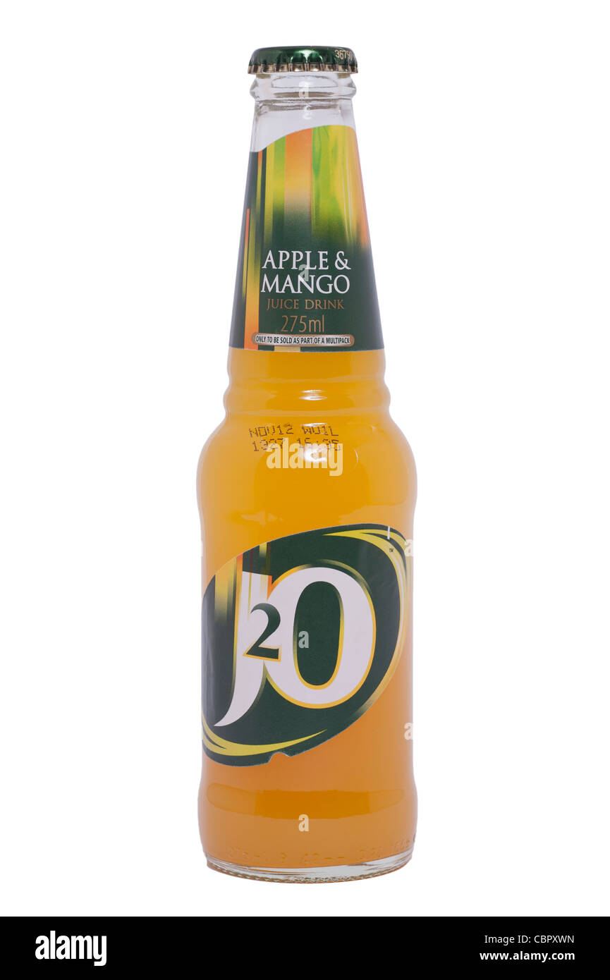 A bottle of Apple & Mango flavour J2O juice drink on a white background Stock Photo