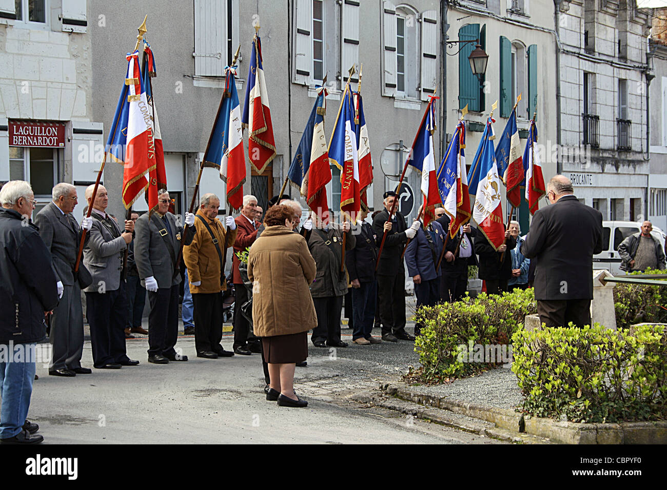 Ceremony marking anniversary of cease-fire in Algeria, Verteillac, SW France Stock Photo